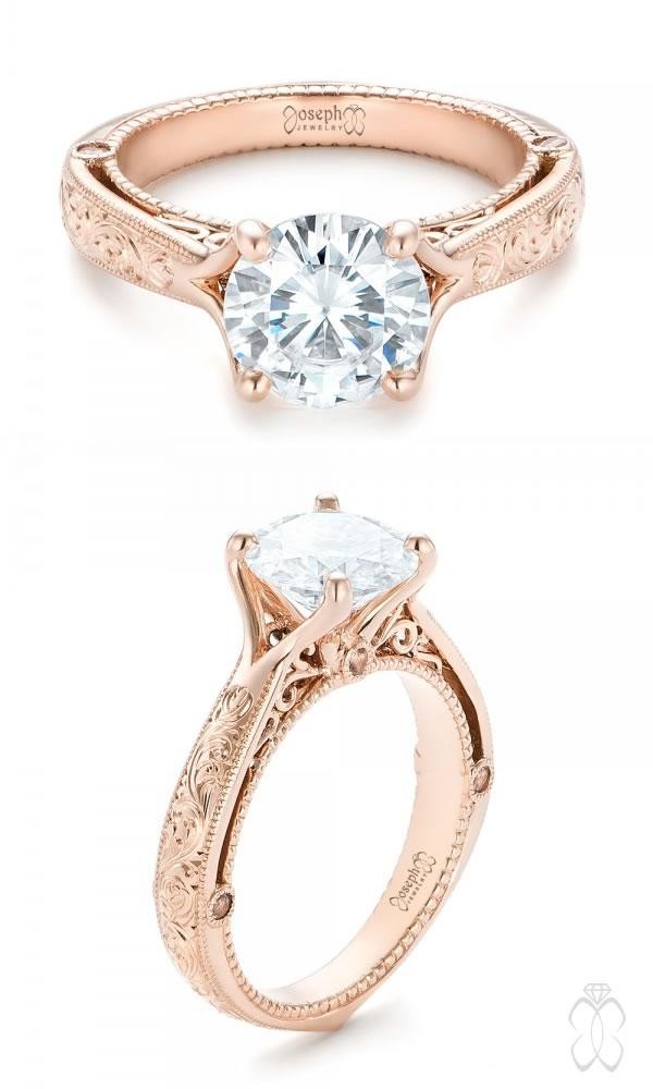Custom Diamond and Rose Gold Engagement Ring