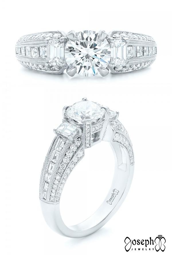 Custom Three Stone Diamond Engagement Ring