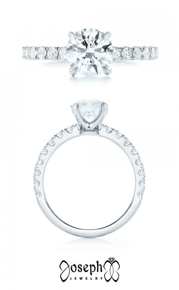 Custom Low Profile Claw Prong Diamond Engagement Ring
