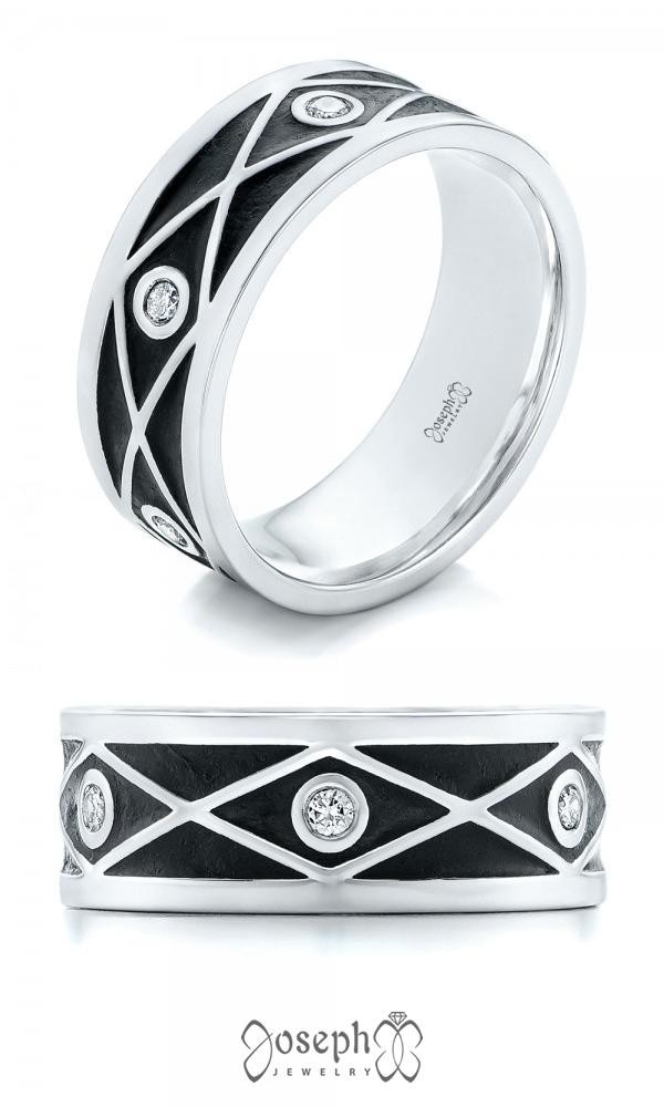 Black antiqued wedding band