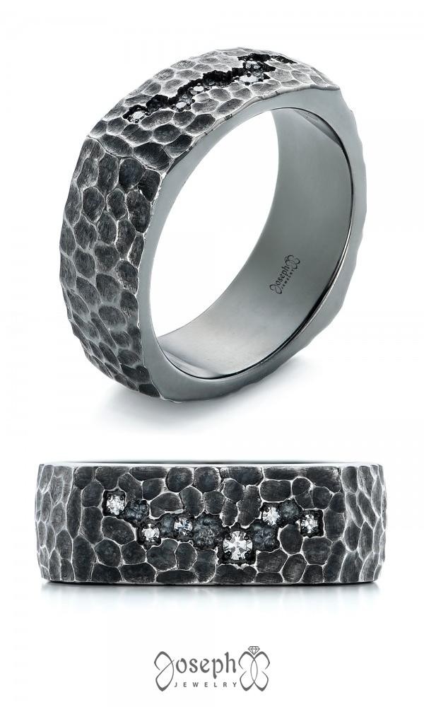 Oxidized silver constellation wedding ring
