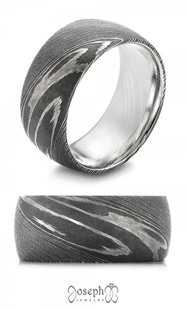 Damascus steel wedding band