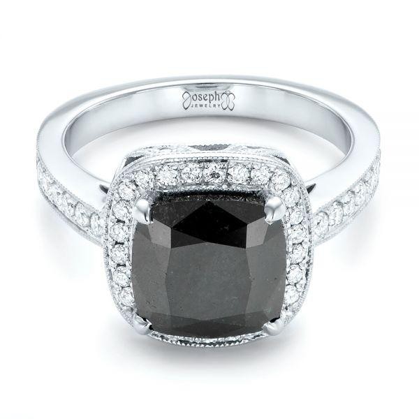 Custom Black Diamond Halo Engagement Ring