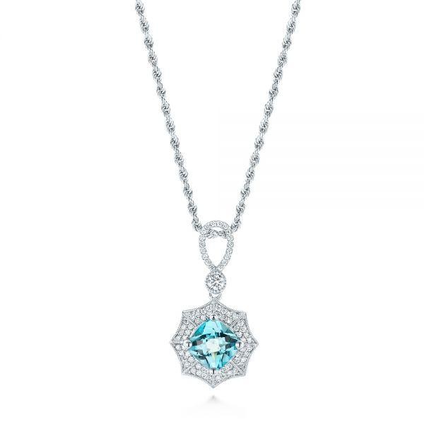  Blue Topaz And Diamond Pendant