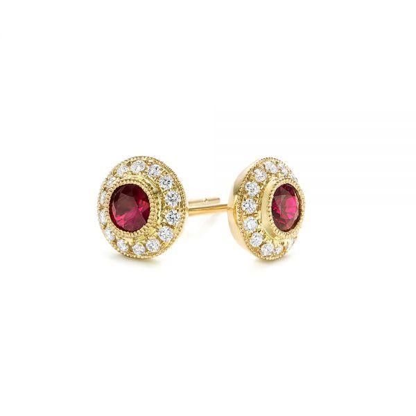 Ruby And Diamond Halo Stud Earrings