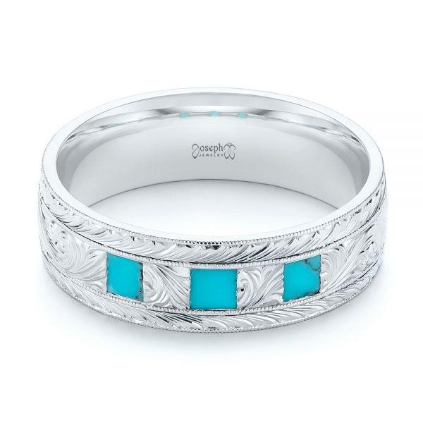 Custom Hand Engraved Turquoise Men's Band