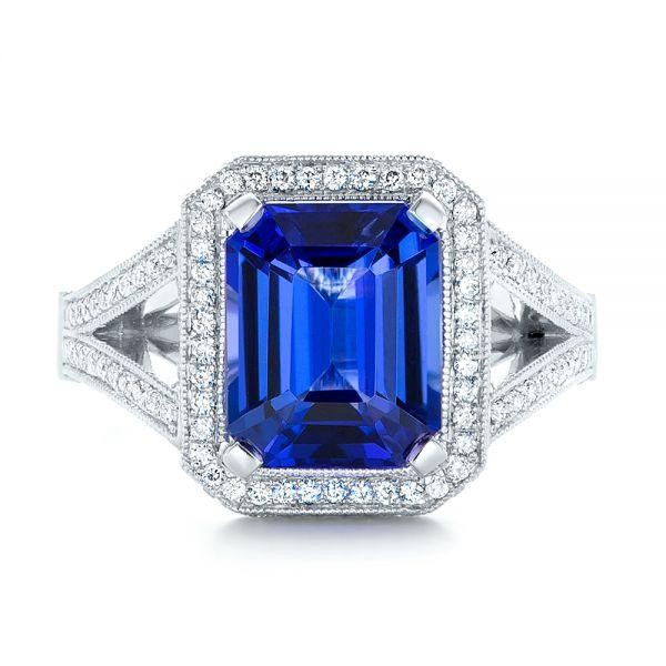 Custom Tanzanite And Diamond Engagement Ring