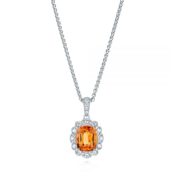 Spessartite Garnet And Diamond Pendant