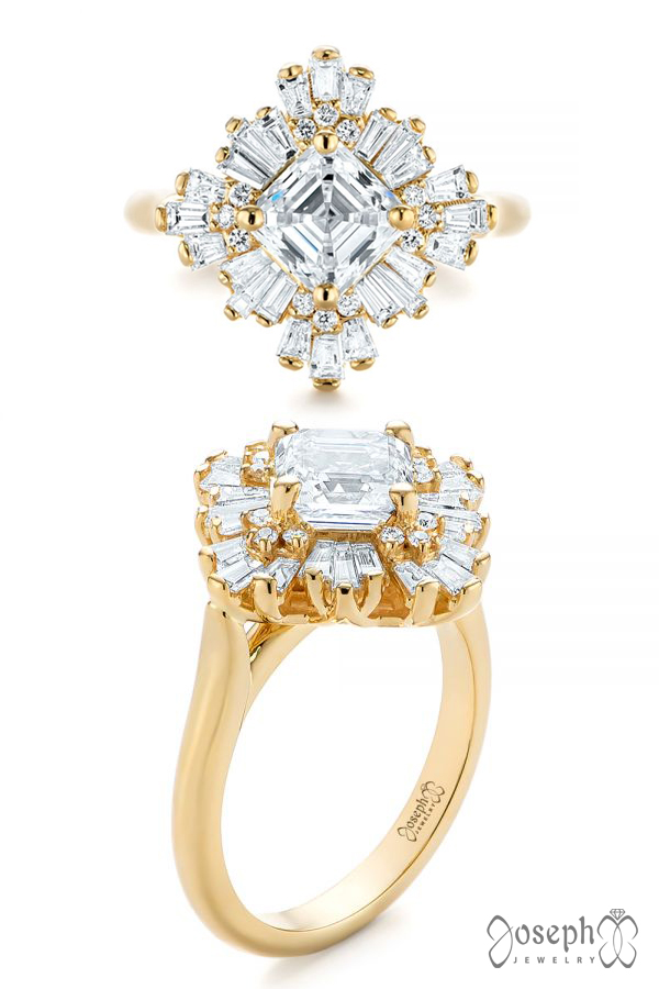 Custom Vintage Style Asscher Diamond Engagement Ring