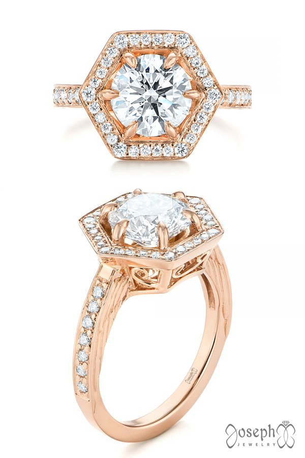 Custom Diamond Halo Engagement Ring