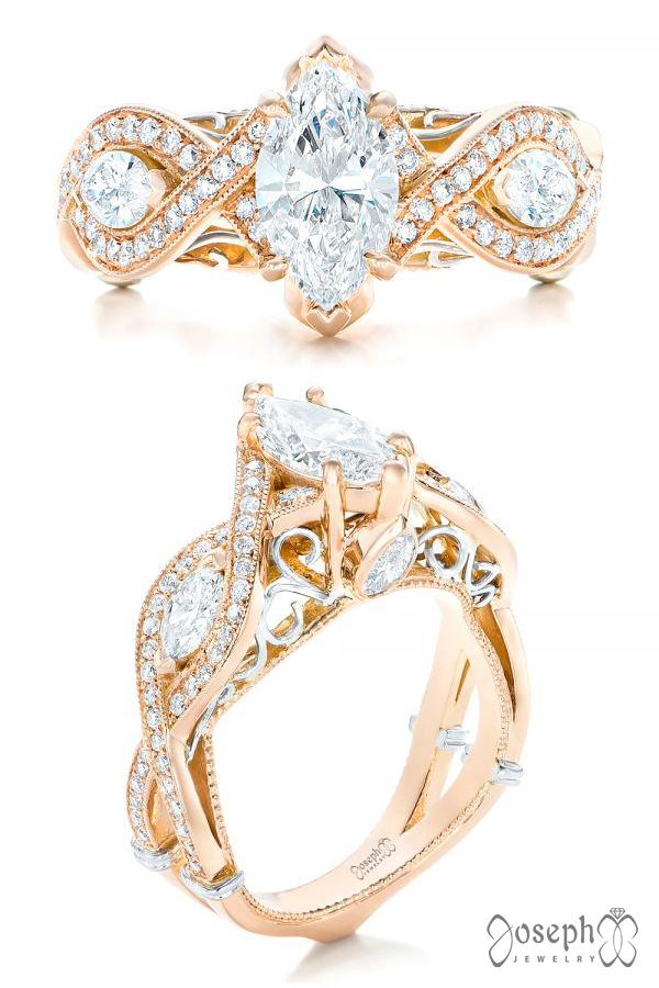Custom Two-tone Diamond Engagement Ring