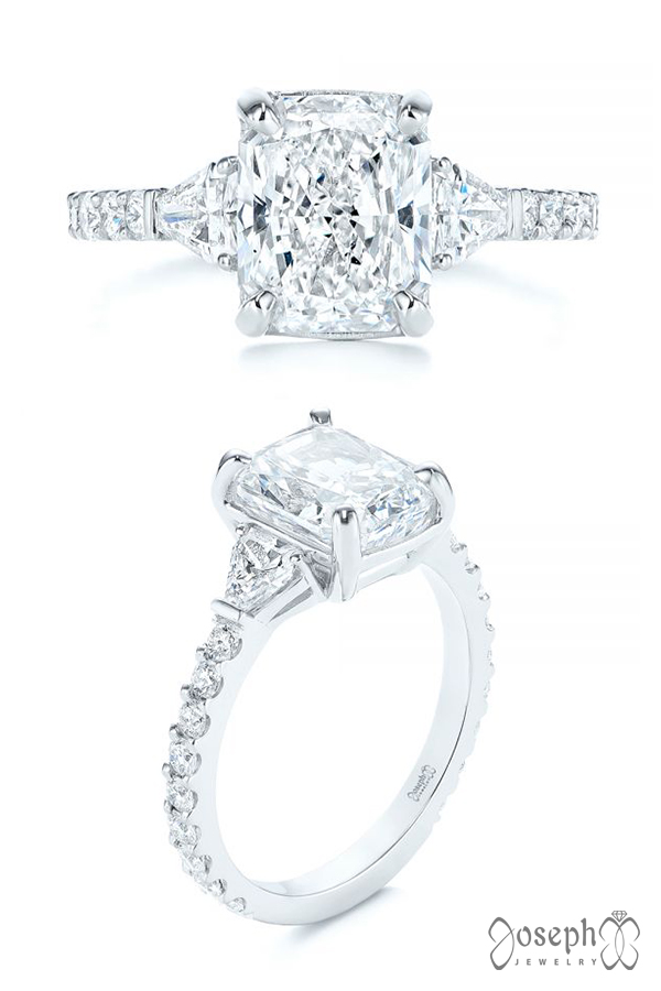 Three Stone Radiant Diamond Engagement Ring