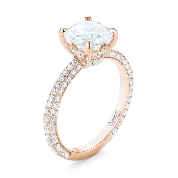 Hidden Halo 14k Rose Gold Custom Diamond Pave Engagement Ring
