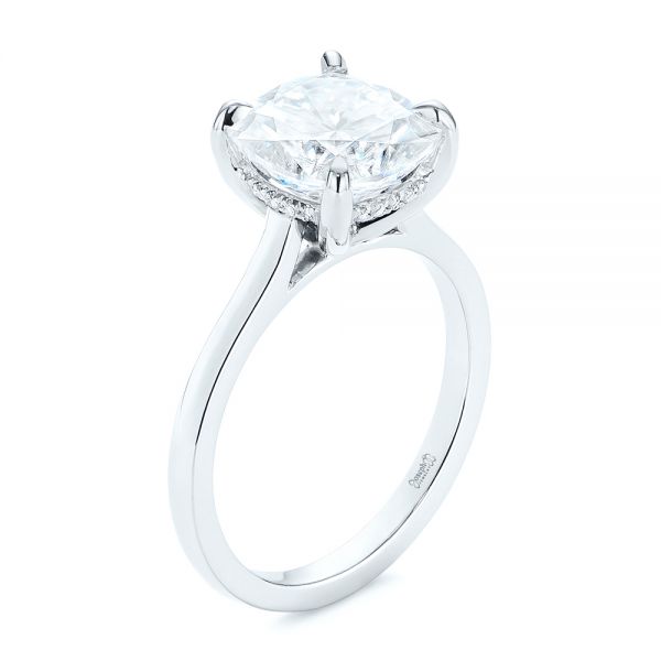 Custom Moissanite And Hidden Halo Diamond Engagement Ring