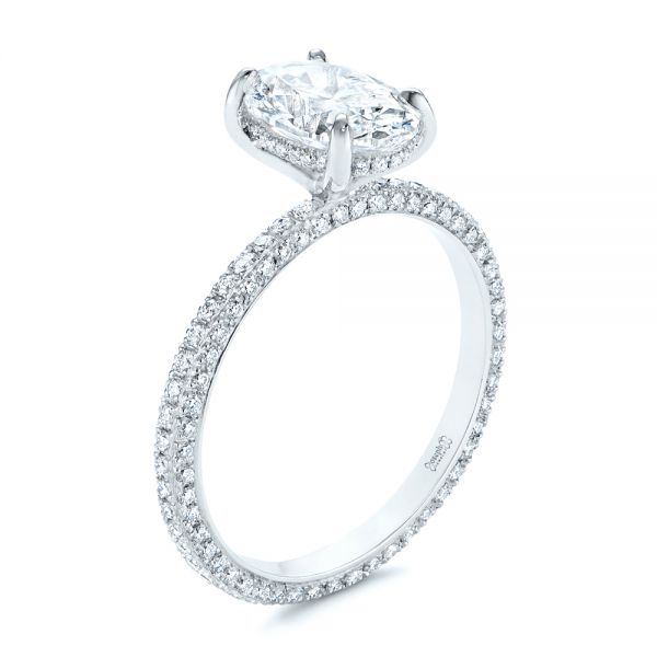 Hidden Halo Oval Diamond And Pave Engagement Ring