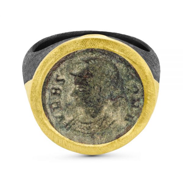 Ancient Roman Coin Signet Ring - Flat View -  107129 - Thumbnail