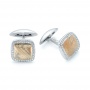  18K Gold Custom Diamond And Mokume Cufflinks - Front View -  102252 - Thumbnail