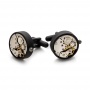 Matte Black Watch Movement Cufflinks - Front View -  101773 - Thumbnail