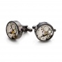 Round 20mm Gunmetal Watch Movement Cufflinks - Front View -  101770 - Thumbnail