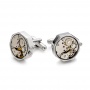 Silver Octagon Watch Movement Cufflinks - Front View -  101772 - Thumbnail