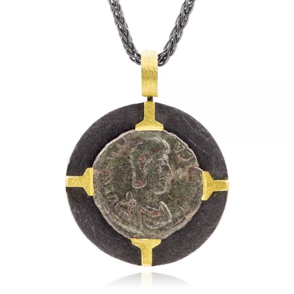 Two-tone Ancient Roman Coin Pendant - Three-Quarter View -  107260