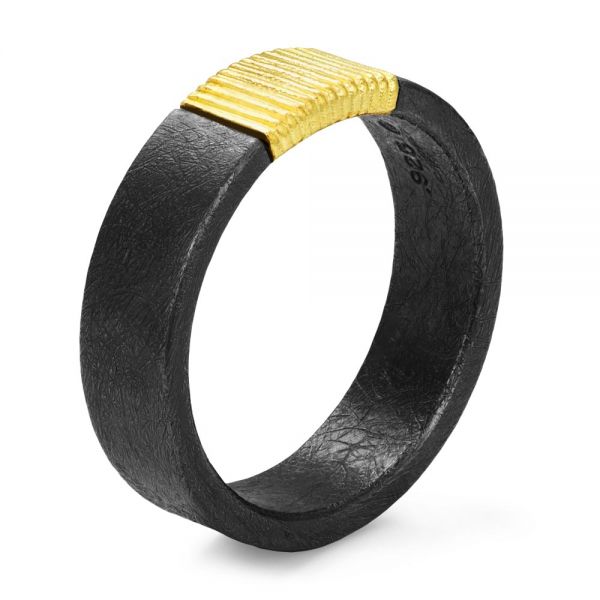 Two-tone Textured Ring - Three-Quarter View -  107124