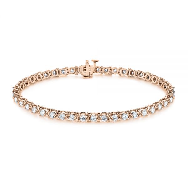 18k Rose Gold 18k Rose Gold 4 Carat Diamond Tennis Bracelet - Three-Quarter View -  104127