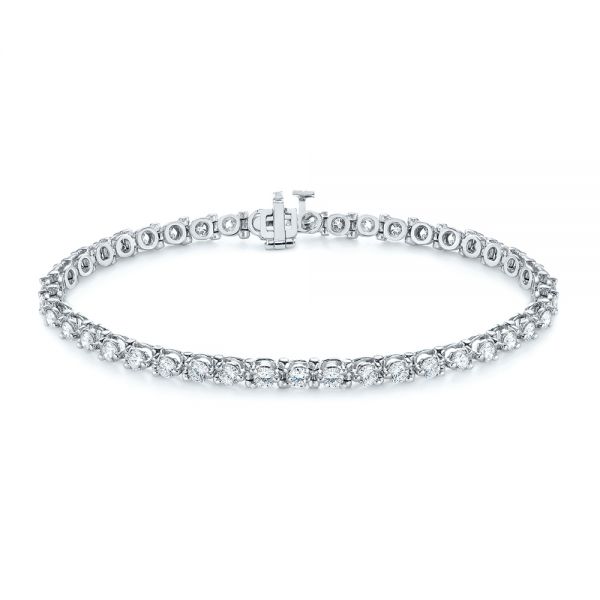 14k White Gold 4 Carat Diamond Tennis Bracelet - Three-Quarter View -  104127