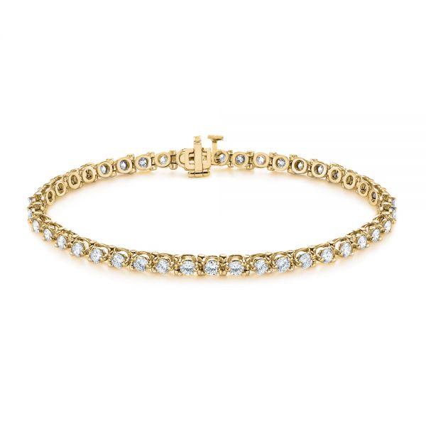 18k Yellow Gold 18k Yellow Gold 4 Carat Diamond Tennis Bracelet - Three-Quarter View -  104127