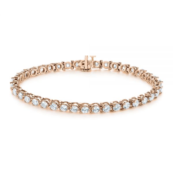 18k Rose Gold 18k Rose Gold 8 Carat Diamond Tennis Bracelet - Three-Quarter View -  104126