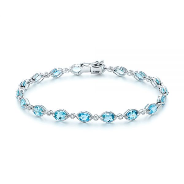 Blue Topaz and Diamond Tennis Bracelet, Unique 14K Yellow Gold Vintage  Jewelry December Gemstone Gift - Etsy