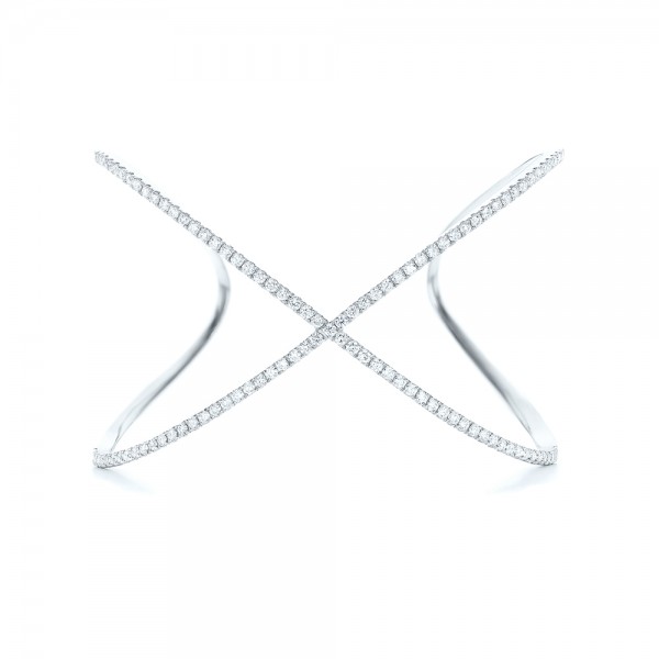  Platinum Platinum Criss-cross Diamond Bangle - Top View -  102413