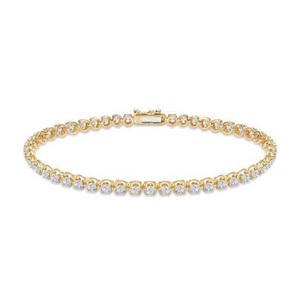 14k Yellow Gold Crown Prong Diamond Tennis Bracelet - Three-Quarter View -  107977