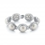  14K Gold 14K Gold Custom Pearl And Diamond Bracelet - Three-Quarter View -  102124 - Thumbnail