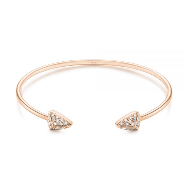 14k Rose Gold 14k Rose Gold Diamond Arrow Bangle - Three-Quarter View -  104737