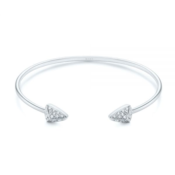 18k White Gold 18k White Gold Diamond Arrow Bangle - Three-Quarter View -  104737