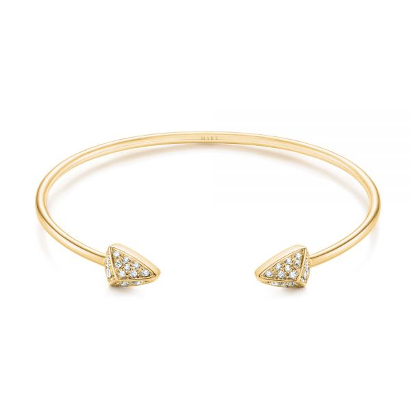 18k Yellow Gold 18k Yellow Gold Diamond Arrow Bangle - Three-Quarter View -  104737