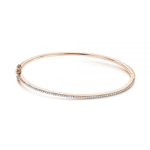 14k Rose Gold 14k Rose Gold Diamond Bangle Bracelet - Three-Quarter View -  106963