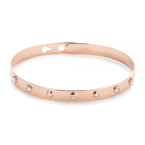 14k Rose Gold 14k Rose Gold Diamond Bangle Bracelet - Three-Quarter View -  106971