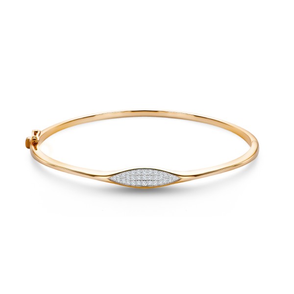 14k Rose Gold 14k Rose Gold Diamond Bangle Bracelet - Three-Quarter View -  108155