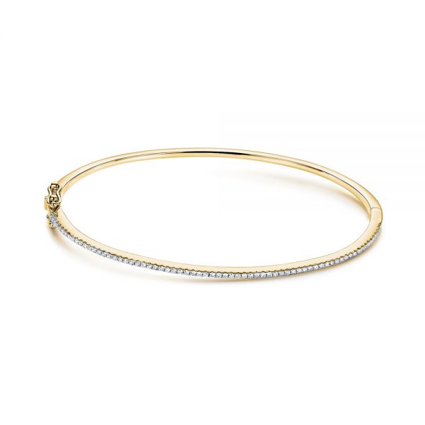 18k Yellow Gold 18k Yellow Gold Diamond Bangle Bracelet - Three-Quarter View -  106963