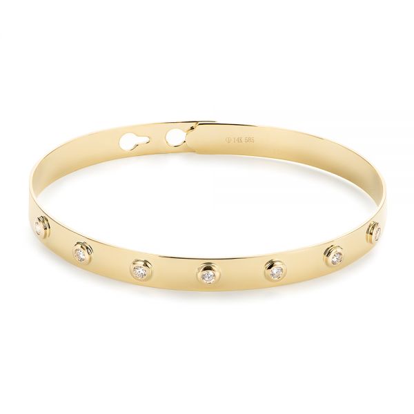 14k Yellow Gold 14k Yellow Gold Diamond Bangle Bracelet - Three-Quarter View -  106971