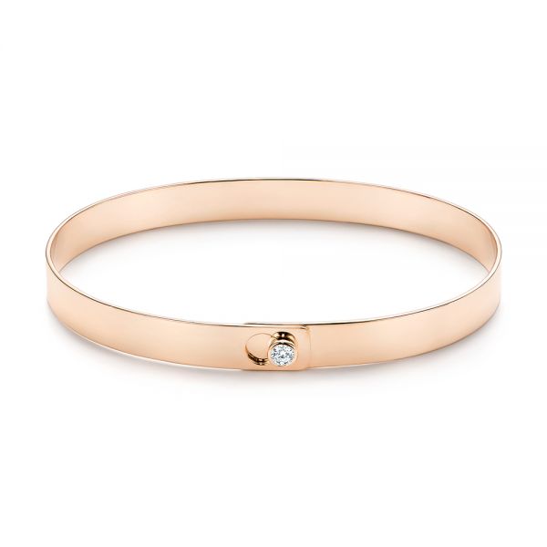 14k Rose Gold 14k Rose Gold Diamond Bangle - Three-Quarter View -  106845