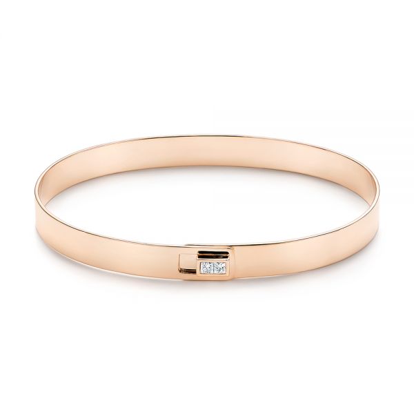 14k Rose Gold 14k Rose Gold Diamond Bangle - Three-Quarter View -  106846