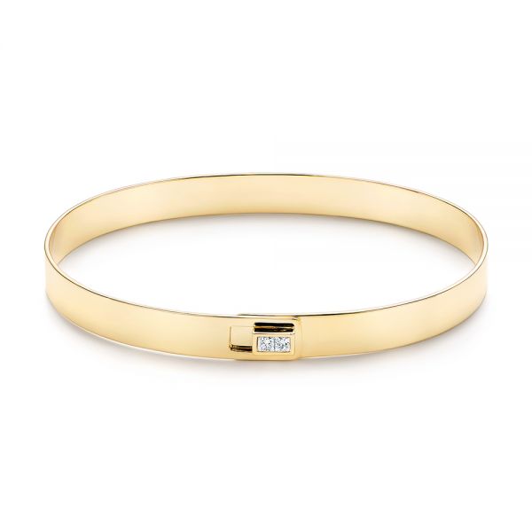  Yellow Gold Yellow Gold Diamond Bangle - Three-Quarter View -  106846