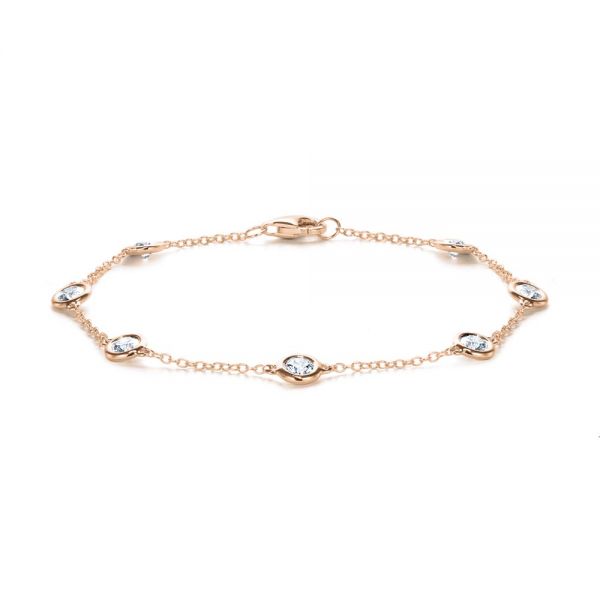 14k Rose Gold 14k Rose Gold Diamond Bezel Bracelet - Three-Quarter View -  107169