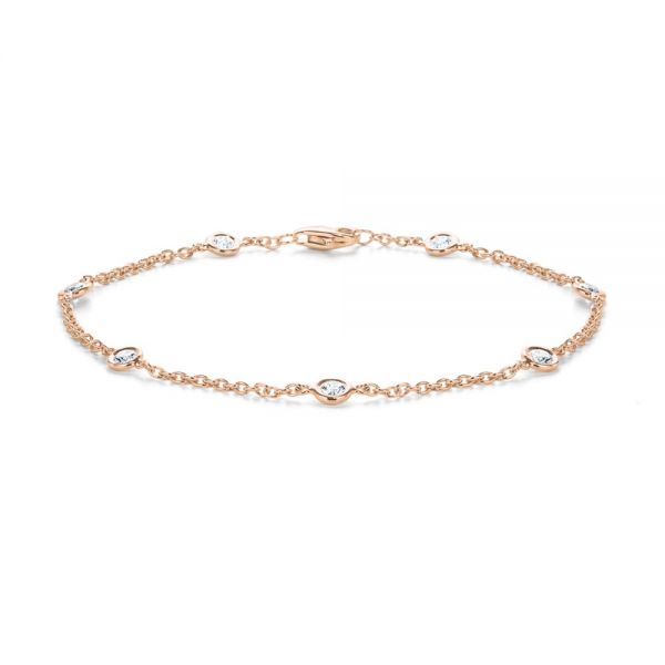 14k Rose Gold 14k Rose Gold Diamond Bezel Bracelet - Three-Quarter View -  107172