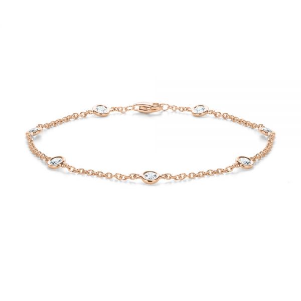 18k Rose Gold 18k Rose Gold Diamond Bezel Bracelet - Three-Quarter View -  107174