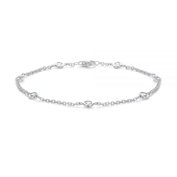 18k White Gold 18k White Gold Diamond Bezel Bracelet - Three-Quarter View -  107172