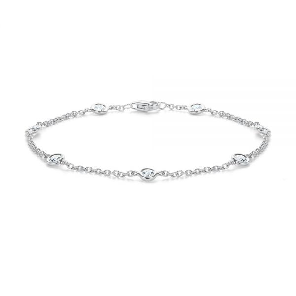 18k White Gold 18k White Gold Diamond Bezel Bracelet - Three-Quarter View -  107174